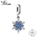 Jewelrypalace 925 Sterling Silver Froast Flower Created Blue Nano Dangle Beads Charms Fit Bracelets Fashion Jewelry For Women--JadeMoghul Inc.