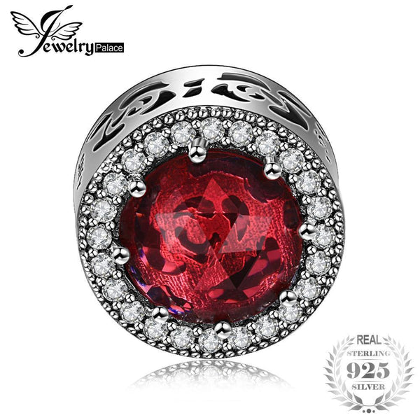 Jewelrypalace 925 Sterling Silver Vintage Red Cubic Zirconia Beads Charms Fit Bracelets Gifts For Her Fashion Jewelry Present--JadeMoghul Inc.