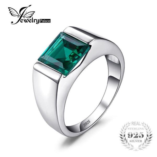 JewelryPalace Classic Fashion 2.34ct Emerald Wedding Ring For Mens Set Genuine 925 Solid Sterling Sliver Fine Jewelry-10-JadeMoghul Inc.