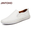 JINTOHO Big Size Men Genuine Leather Shoes Slip On Black Shoes Real Leather Loafers Mens Moccasins Shoes Italian Designer Shoes-bai se-6.5-JadeMoghul Inc.