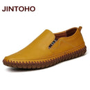 JINTOHO Big Size Men Genuine Leather Shoes Slip On Black Shoes Real Leather Loafers Mens Moccasins Shoes Italian Designer Shoes-huang se-6.5-JadeMoghul Inc.