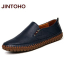 JINTOHO Big Size Men Genuine Leather Shoes Slip On Black Shoes Real Leather Loafers Mens Moccasins Shoes Italian Designer Shoes-lan se-6.5-JadeMoghul Inc.