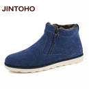 JINTOHO Big Size Men Shoes 2016 Top Fashion New Winter Casual Ankle Boots Warm Winter Fur Shoes Leather Footwear-lan se-5.5-JadeMoghul Inc.