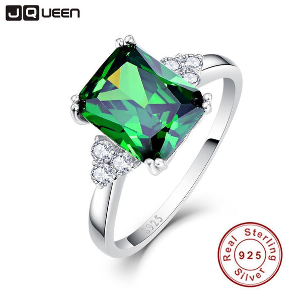 JQUEEN New Fashion 5.3ct Nano Russian Emerald Ring 925 Solid Sterling Silver Set High Quality Best Brand Jewelry For Women-6-925 silver ring-JadeMoghul Inc.