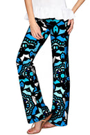 Kaleidoscope Amelia Blue Knit Pull-On Palazzo Pant - Women-Kaleidoscope-XS-Black/Blue/White-JadeMoghul Inc.