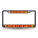 Cadillac License Plate Frame Kansas City Chiefs Black Laser Chrome Frame