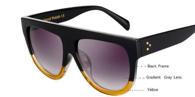 KEHU Woman Flat Top Oversized Sun Glasses Cat Eye Sunglasses Brand Designer oculos De Sol K9250-6-JadeMoghul Inc.