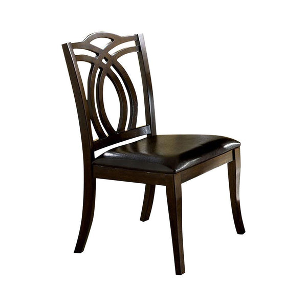 Keukenhof Side Chair With Black Seat, Brown Finish, Set Of 2-Armchairs and Accent Chairs-Dark Walnut-Leatherette Solid Wood Wood Veneer & Others-JadeMoghul Inc.