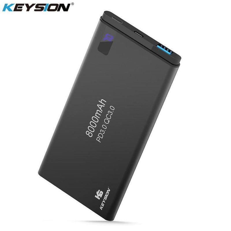 KEYSION 2 Port PD Fast Charge Power Bank 8000mAh QC 3.0 2.0 Quick Charge Portable Metal Battery Powerbank for iPhone X 8 8 Plus