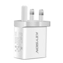 KEYSION 3 Ports Quick Charger QC 3.0 30W USB Charger For iphone XS Max XR 8 7 Plus for Samsung Huawei Xiaomi Fast Charger QC3.0-White-UK-JadeMoghul Inc.