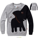 Kids Boys Long Sleeve Tops Color Block Animal Elephant Sweater T-shirt Size 3-8Y-Grey-3T-JadeMoghul Inc.