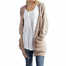 Knitted Cable Long Cardigan-Khaki-S-JadeMoghul Inc.