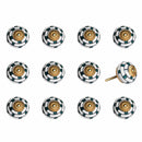 Knobs Door Knobs - 1.5" x 1.5" x 1.5" White, Teal and Gold - Knobs 12-Pack HomeRoots