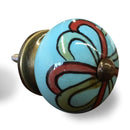 Knobs Top Knobs - 1.5" x 1.5" x 1.5" Turquoise/Red/Green, Hand painted, Ceramic - Knobs 8-Pack HomeRoots