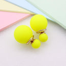 korea simulated Pearl ball Stud Earring Bead Double Side Earring Scrub Dull two Face Way Party Date pendientes Jewelry For Women-yellow-JadeMoghul Inc.