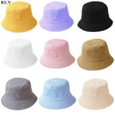 Korean Adult Kids Summer Foldable Bucket Hat Solid Color Hip Hop Wide Brim Beach UV Protection Round Top Sunscreen Fisherman Cap JadeMoghul Inc.
