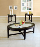 Kort Coffee/End Table Set, Espresso Brown, Pack of 3 Pieces-Coffee Table Sets-Espresso Brown-Glass Hardwood Bentwood Pine wood MDF-JadeMoghul Inc.