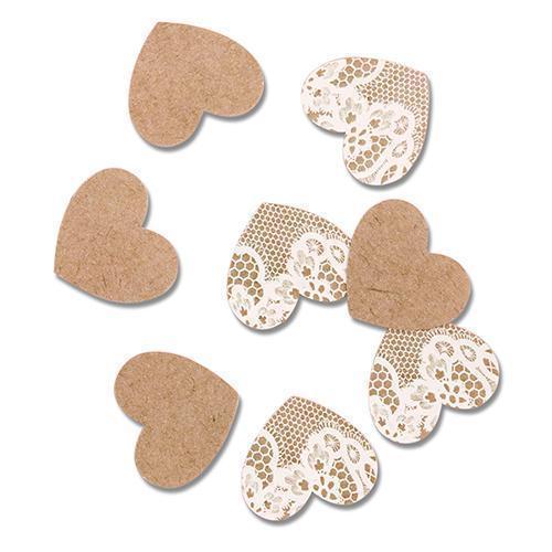 Kraft Paper with Lace Heart Confetti (Pack of 150)-Wedding Table Decorations-JadeMoghul Inc.