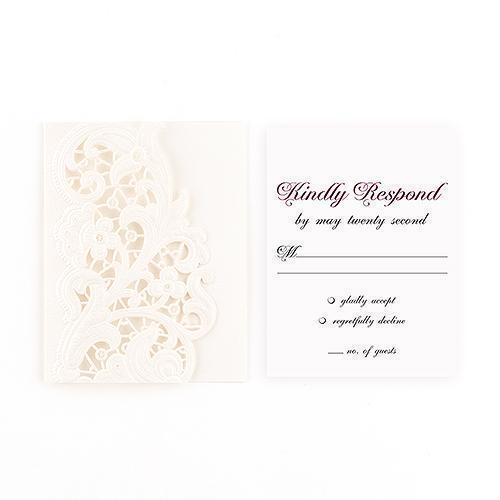 Lace Opulence Laser Embossed Accessory Cards with Personalization Berry (Pack of 1)-Weddingstar-Berry-JadeMoghul Inc.