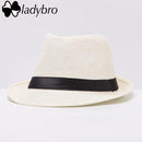 Ladybro Women Hat For Men Hat Ladies Summer Beach Cap Sun Hat Female Panama Straw Male Gangster Trilby Fashion Sun Visor Cap-001 milky white-JadeMoghul Inc.