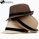 Ladybro Women Hat For Men Hat Ladies Summer Beach Cap Sun Hat Female Panama Straw Male Gangster Trilby Fashion Sun Visor Cap-001 milky white-JadeMoghul Inc.