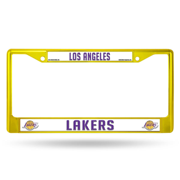 BMW License Plate Frame Lakers Colored Chrome Frame Secondary Yellow