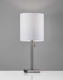 Lamps Contemporary Table Lamps - 9" X 9" X 22" Brushed Steel Metal Table Lamp HomeRoots