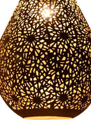 Lamps Retro Lamp - 12" X 12" X 21" Grey Gold Iron textile Pendant Lamp HomeRoots