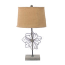 Lamps Rustic Table Lamps - 11" x 15" x 27.75" Tan, Country Cottage with Blooming Flower Pedestal - Table Lamp HomeRoots