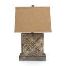 Lamps Rustic Table Lamps - 4.75" x 11.75" x 24.75" Brown, Vintage with Khaki Linen Shade - Table Lamp HomeRoots