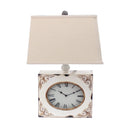 Lamps Rustic Table Lamps - 7" x 7" x 22" White, Vintage, Metal Clock Base - Table Lamp HomeRoots