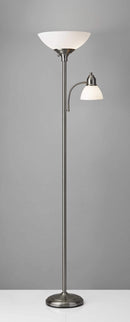 Lamps Torchiere Lamp - 21" X 13.75" X 71" Brushed steel Metal 300W Combo Torchiere HomeRoots