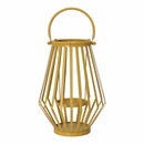 Lanterns Decorative Lanterns - 9" X 9" X 12" Yellow Metal Lantern HomeRoots