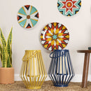 Lanterns Decorative Lanterns - 9" X 9" X 12" Yellow Metal Lantern HomeRoots