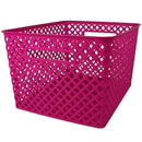 LARGE HOT PINK WOVEN BASKET-Arts & Crafts-JadeMoghul Inc.