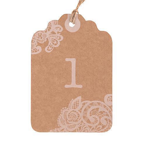 Large Kraft Tag with Vintage Lace White Print Numbers Numbers 1-12 (Pack of 12)-Wedding Favor Stationery-JadeMoghul Inc.
