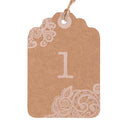 Large Kraft Tag with Vintage Lace White Print Numbers Numbers 25-36 (Pack of 12)-Wedding Favor Stationery-JadeMoghul Inc.