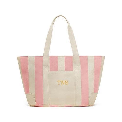 Large Striped Canvas Tote Bag - Pink (Pack of 1)-Personalized Gifts for Women-JadeMoghul Inc.