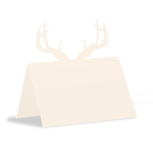 Laser Expressions Deer Antlers Folded Place Card Ivory (Pack of 1)-Table Planning Accessories-JadeMoghul Inc.