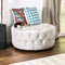 Latoya Contemporary Round Ottoman , White-Footstools and Ottomans-White-Faux Leather-JadeMoghul Inc.