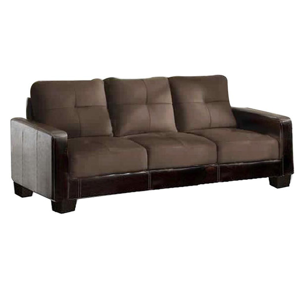 Laverne Contemporary Style Sofa in Chocolate and Espresso-Sofas-Chocolate, Espresso-Leather-JadeMoghul Inc.