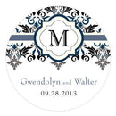 Lavish Monogram Large Sticker Berry (Pack of 1)-Wedding Favor Stationery-Periwinkle-JadeMoghul Inc.