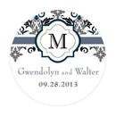 Lavish Monogram Small Sticker Berry (Pack of 1)-Wedding Favor Stationery-Periwinkle-JadeMoghul Inc.