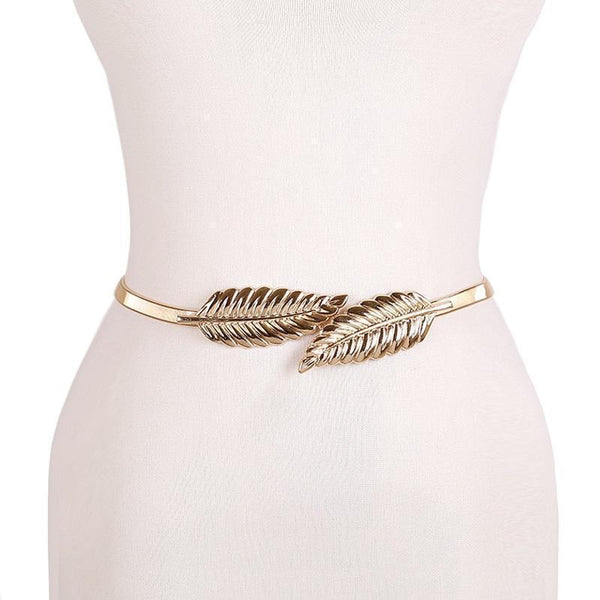 Leaf Shape Wedding Design Type Elastic Belts For Women-Silver-70cm-JadeMoghul Inc.