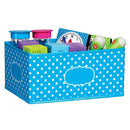 Learning Materials Small Aqua Polka Dots Storage Bin TEACHER CREATED RESOURCES
