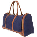 The Genuine Leather Weekender (Navy Blue Canvas & Vintage Brown)