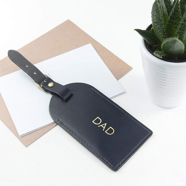 Leather Gifts & Accessories Personalized Luggage Tags Navy Foiled Leather Luggage Tag Treat Gifts