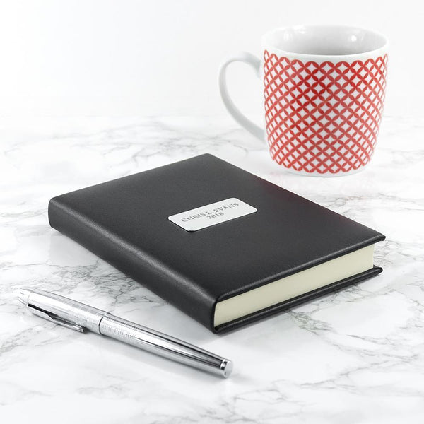 Leather Gifts & Accessories Personalized Stationery Black Leather Notebook Treat Gifts
