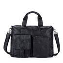 Leather Laptop Bag 14inch Genuine Leather Shoulder Bags Business Briefcase Handbag-260Ablack-China-JadeMoghul Inc.