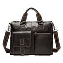 Leather Laptop Bag 14inch Genuine Leather Shoulder Bags Business Briefcase Handbag-260BUcoffeeyapi-China-JadeMoghul Inc.